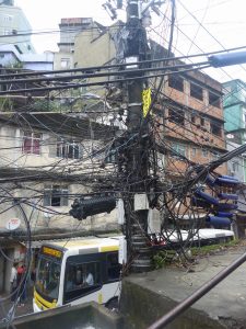 Favela cable work, Rio, Brazil