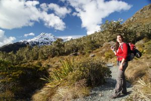 Routeburn hike; Sophie enjoying one of many stunning views 