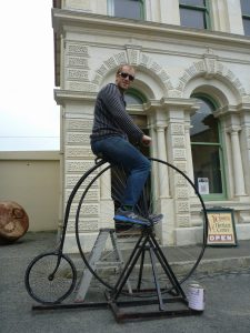 Olly tries a penny farthing for size