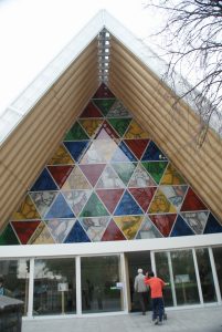 The new temporary Cathedral made of cardboard tubes and plastic!