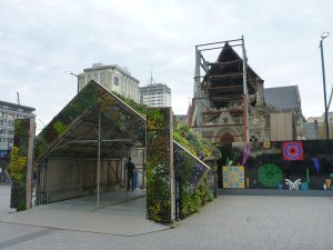 The decommissioned Cathedral in the background, redevelopment in the foreground
