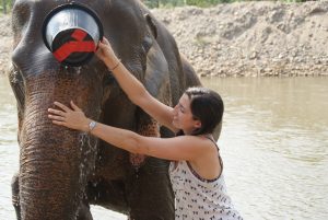 Washing that mud off Elephant Sanctuary Chiang Mai