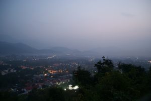 Night view over the city Luang Prabang