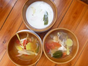 Hot and sour soup and coconut soup Thai cookery