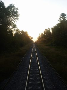 Sunrise over the tracks, night train Bangkok Chiang Mai