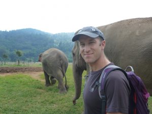 Going for a walk around the park Elephant Sanctuary Chiang Mai