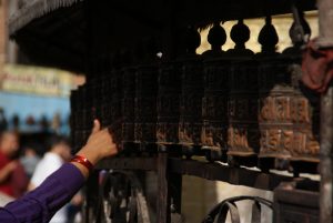 Worship mantras being spun