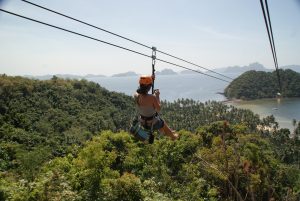 Preferred beach access method, zipline, Palawan