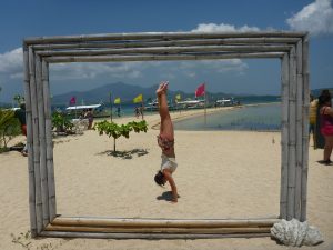 Handstand on hot sand!