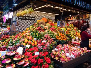 Rainbow produce at the market