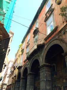 Faded building fronts